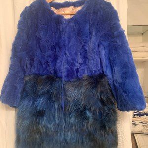 Ladies Real Raccoon and Rabbit Fur Coat